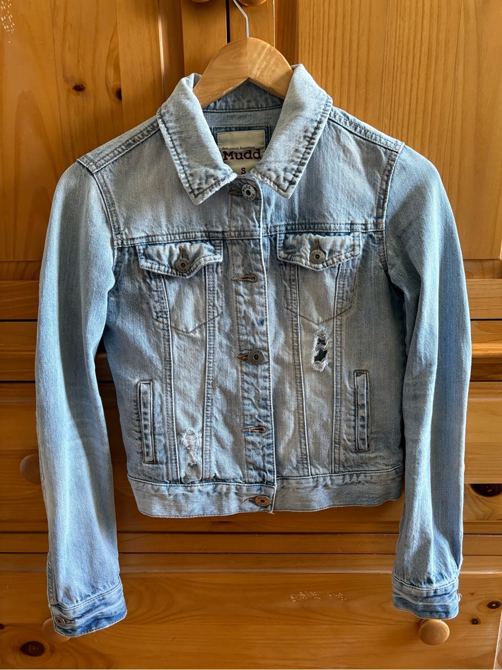 Mudd Light Wash Distressed Denim Jacket - Girls Size Small